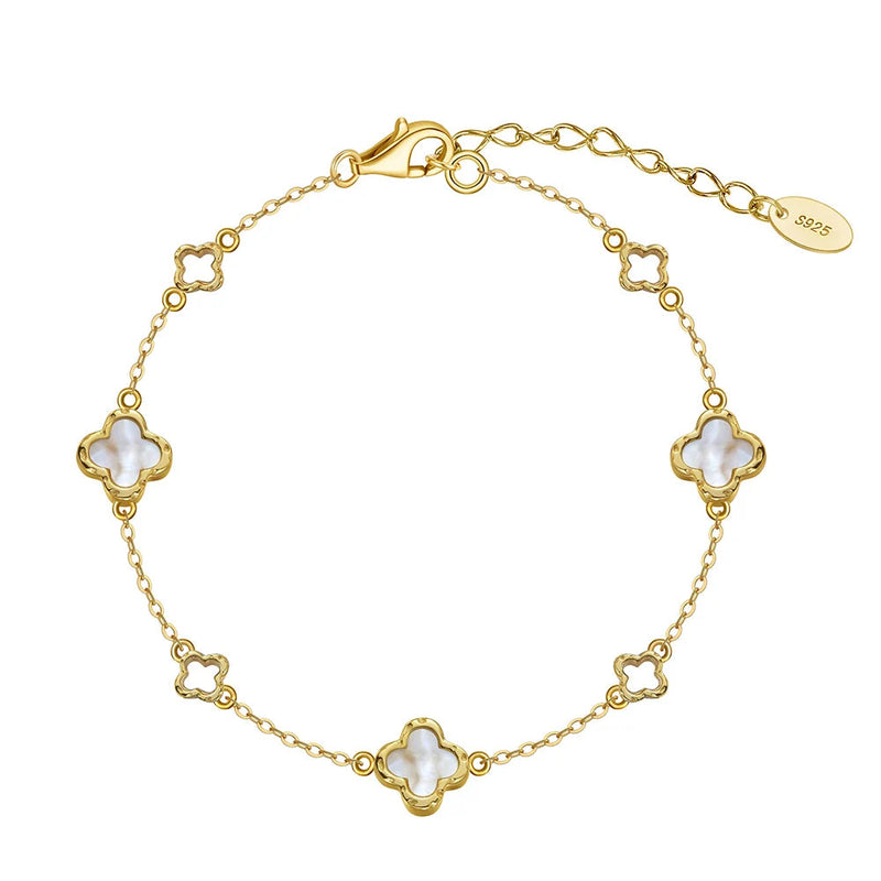 Bracelete Clover de Madrepérola em Prata 925 - ORSA JEWELS