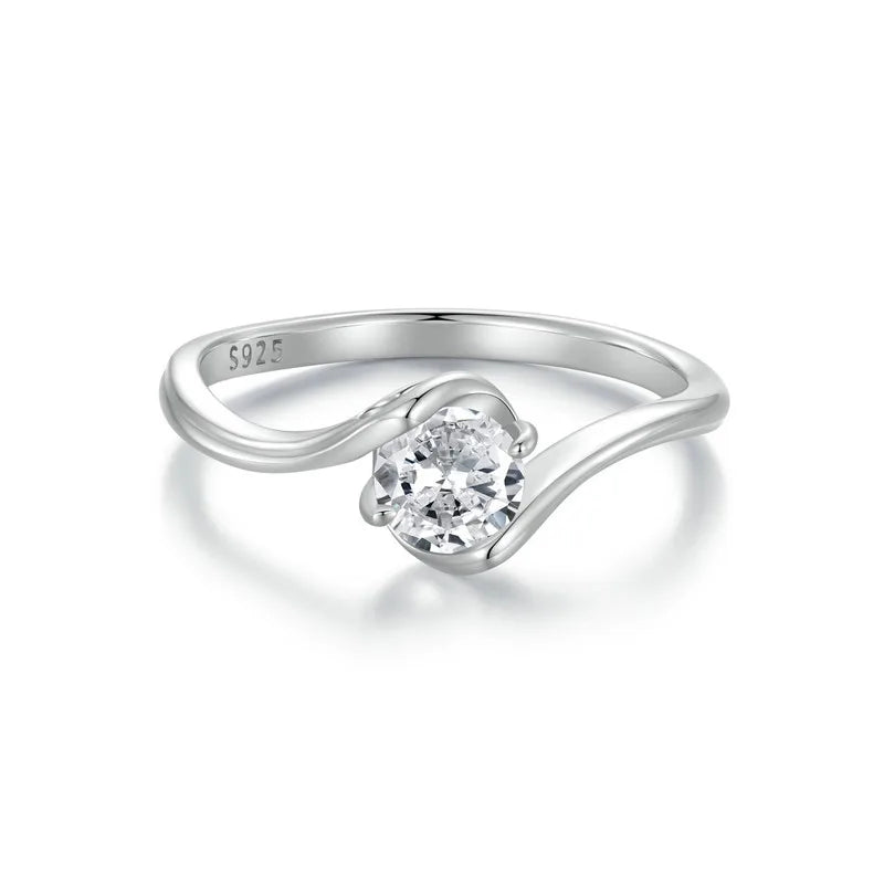 Anel Moissanite WOSTU 0.5ct D Color – Prata 925 com Certificação GDTC