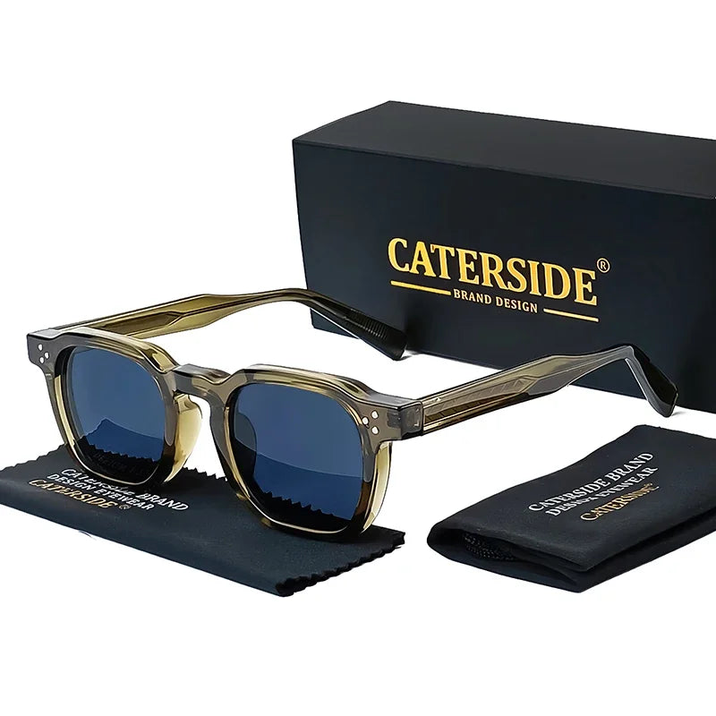 EdgeRiot Óculos Punk Quadrado Masculino | UV400, Armação Slim Caterside