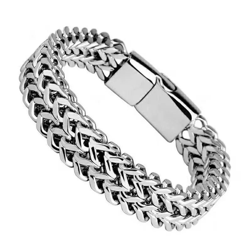Pulseira Masculina Hermes Import 10mm em Aço Inoxidável com Fecho Oculto – Design Imponente e Minimalista