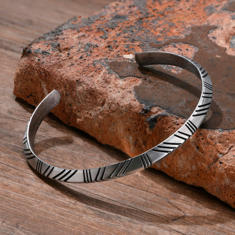 Bracelete Viking em Aço Inoxidável VNOX – Estilo Retrô Masculino | Hermes Import