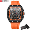UrbanEdge Chrono Relógio Masculino | Caixa Retangular, Silicone e Cronógrafo CURREN
