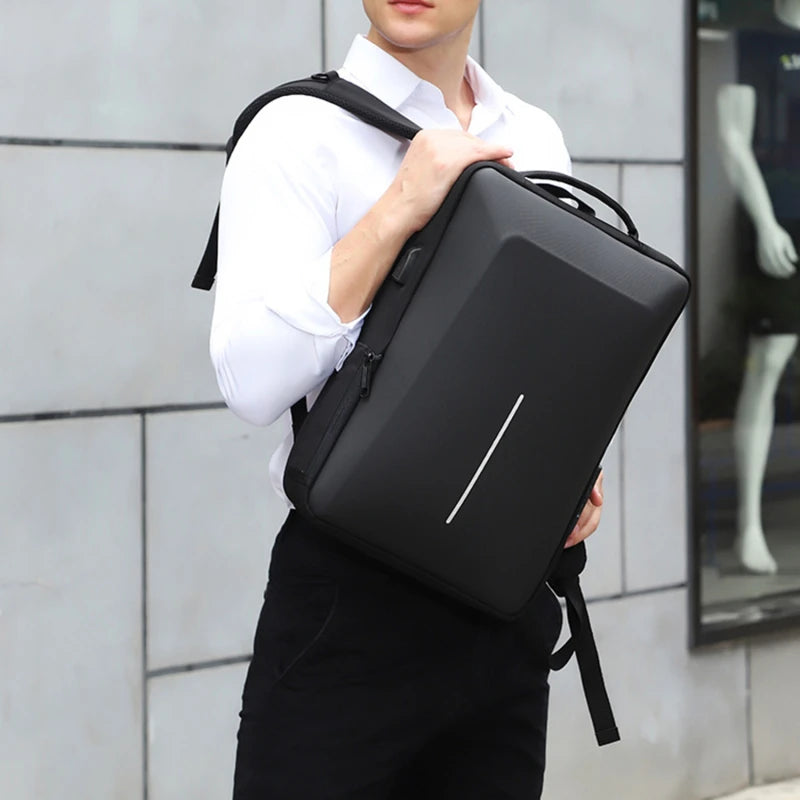 CoreVault Mochila Masculina | Oxford Semirrígida, USB para Carregamento e Compartimento p/ Notebook - Hermes Imp.