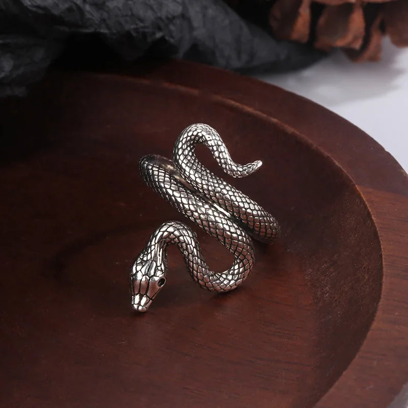 Anel Feminino Hermes Import Prata 925 Serpente Enlaçada – Luxo Ajustável e Atemporal