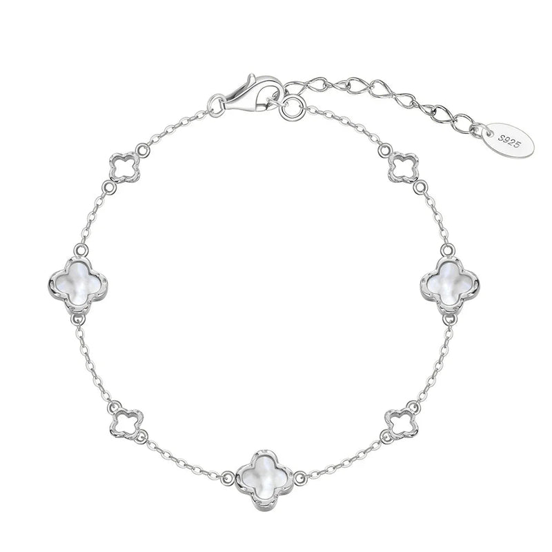 Bracelete Clover de Madrepérola em Prata 925 - ORSA JEWELS