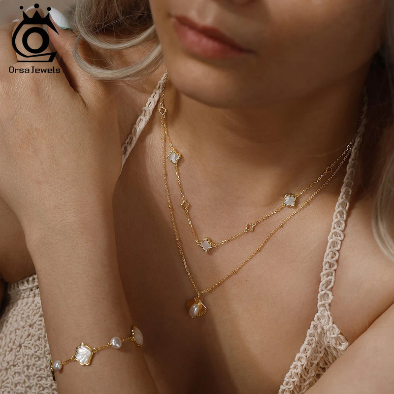Colar Trevo de Prata 925 com Detalhe em Madrepérola – ORSA JEWELS