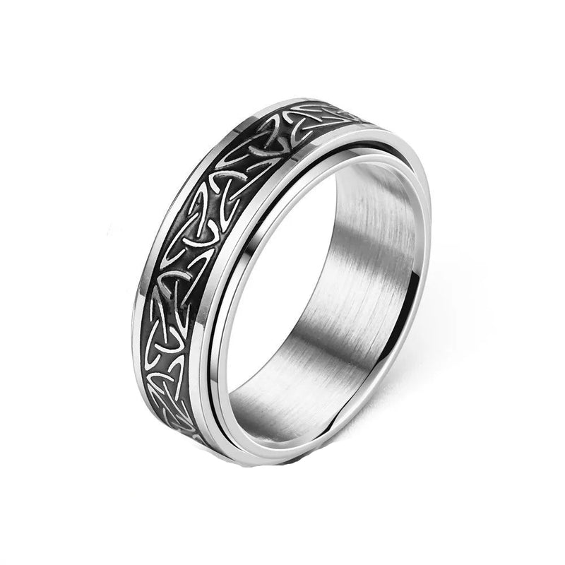 Anel Masculino Hermes Import Aço Inoxidável Rúnico Viking – Estilo Giratório