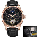 Regent Classic Relógio Automático | Couro, Tourbillon Decorativo e Moon Phase LIGE