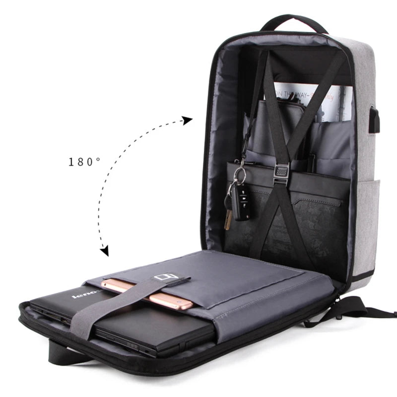 CoreVault Mochila Masculina | Oxford Semirrígida, USB para Carregamento e Compartimento p/ Notebook - Hermes Imp.