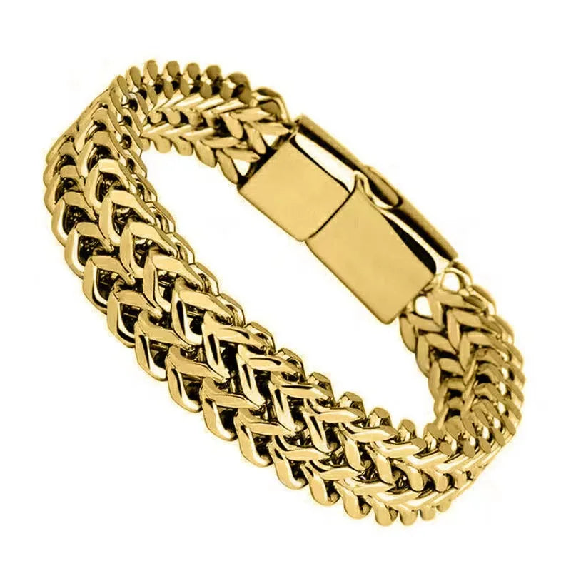 Pulseira Masculina Hermes Import 10mm em Aço Inoxidável com Fecho Oculto – Design Imponente e Minimalista