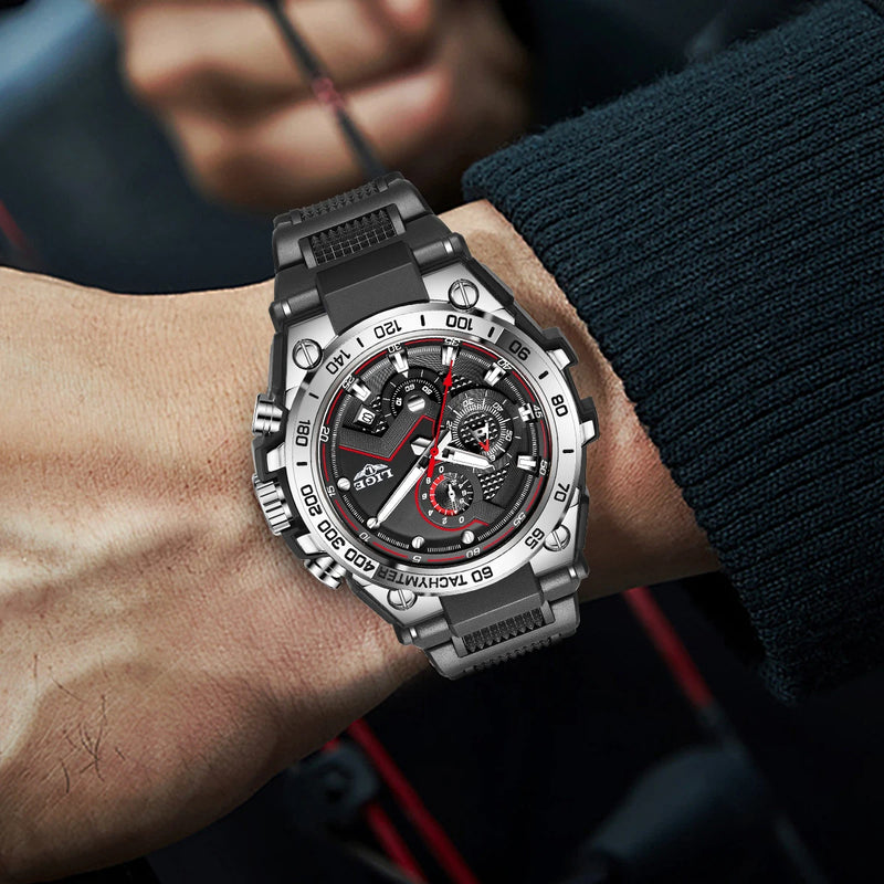ChronoDrive Relógio Masculino | Silicone, Cronógrafo e Estilo Esportivo LIGE