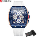 UrbanEdge Chrono Relógio Masculino | Caixa Retangular, Silicone e Cronógrafo CURREN
