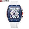 UrbanEdge Chrono Relógio Masculino | Caixa Retangular, Silicone e Cronógrafo CURREN