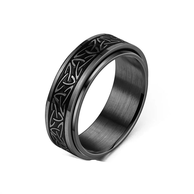 Anel Masculino Hermes Import Aço Inoxidável Rúnico Viking – Estilo Giratório