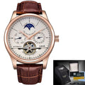 Regent Classic Relógio Automático | Couro, Tourbillon Decorativo e Moon Phase LIGE