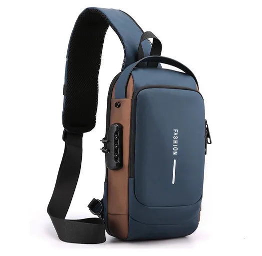 PrimeShell Bolsa Peitoral Unissex | Couro Brilhante, USB para Carregamento e Compartimentos - Hermes Imp.