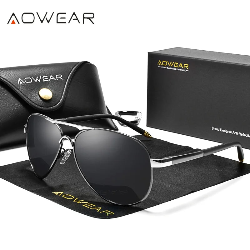SkyPilot Óculos Aviador Masculino | Polarizado Espelhado UV400 p/ Direção AOWEAR