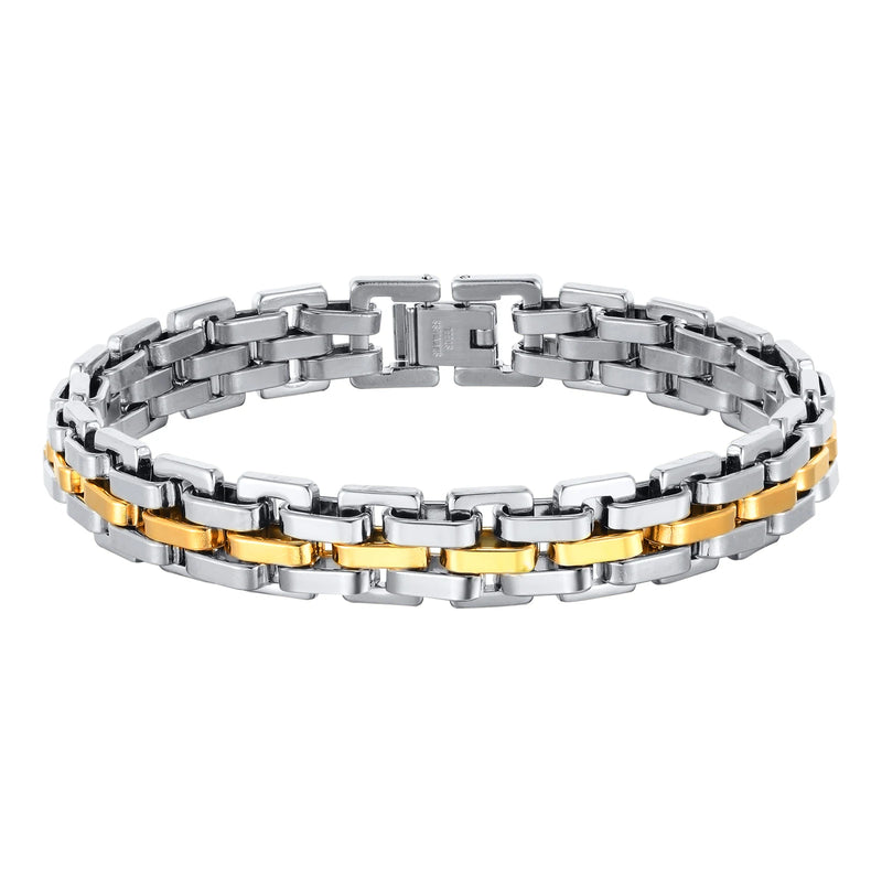 Pulseira Masculina Hermes Import em Aço Inoxidável com Elos Estilo Watchband – Design Esportivo e Casual