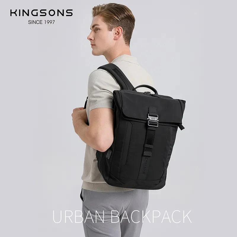 TitanEdge Mochila Profissional Unissex | Poliéster 15.6", Anti-furto e Impermeável - Kingsons