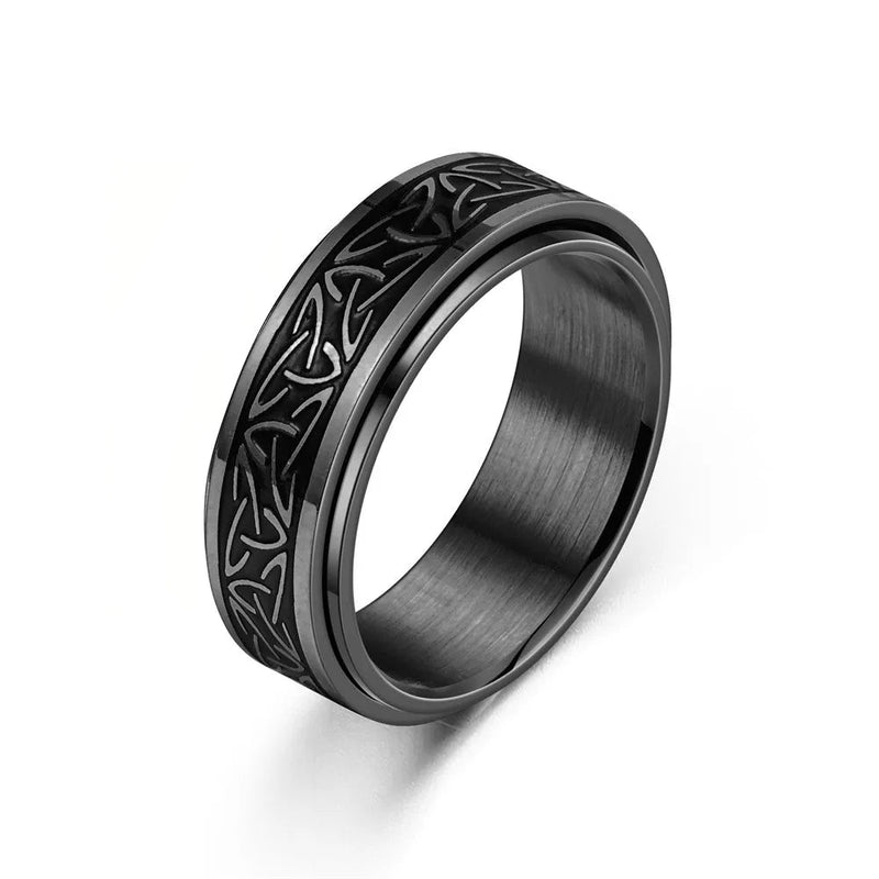 Anel Masculino Hermes Import Aço Inoxidável Rúnico Viking – Estilo Giratório