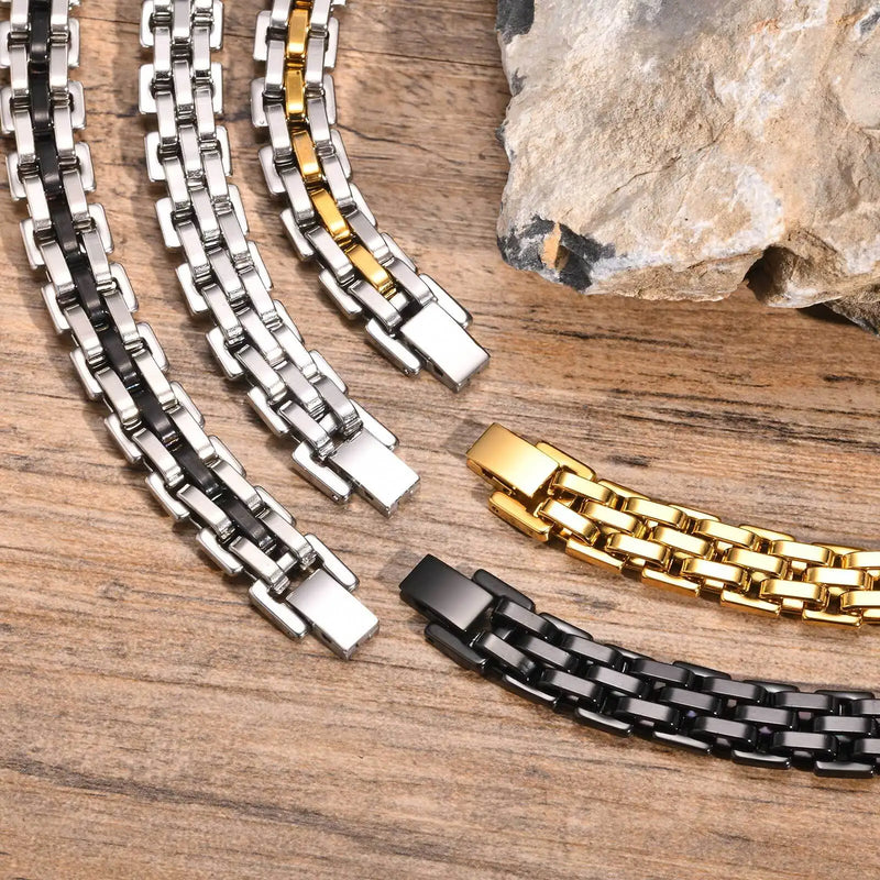 Pulseira Masculina Hermes Import em Aço Inoxidável com Elos Estilo Watchband – Design Esportivo e Casual