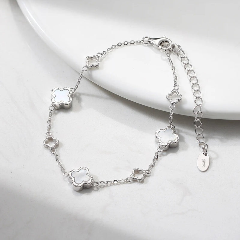 Bracelete Clover de Madrepérola em Prata 925 - ORSA JEWELS