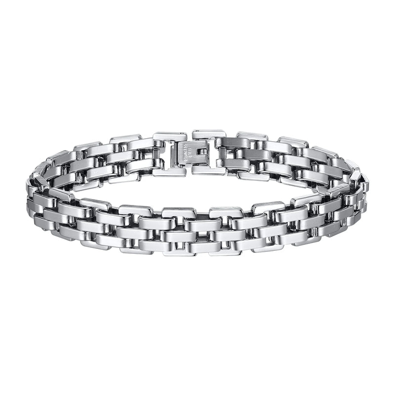Pulseira Masculina Hermes Import em Aço Inoxidável com Elos Estilo Watchband – Design Esportivo e Casual