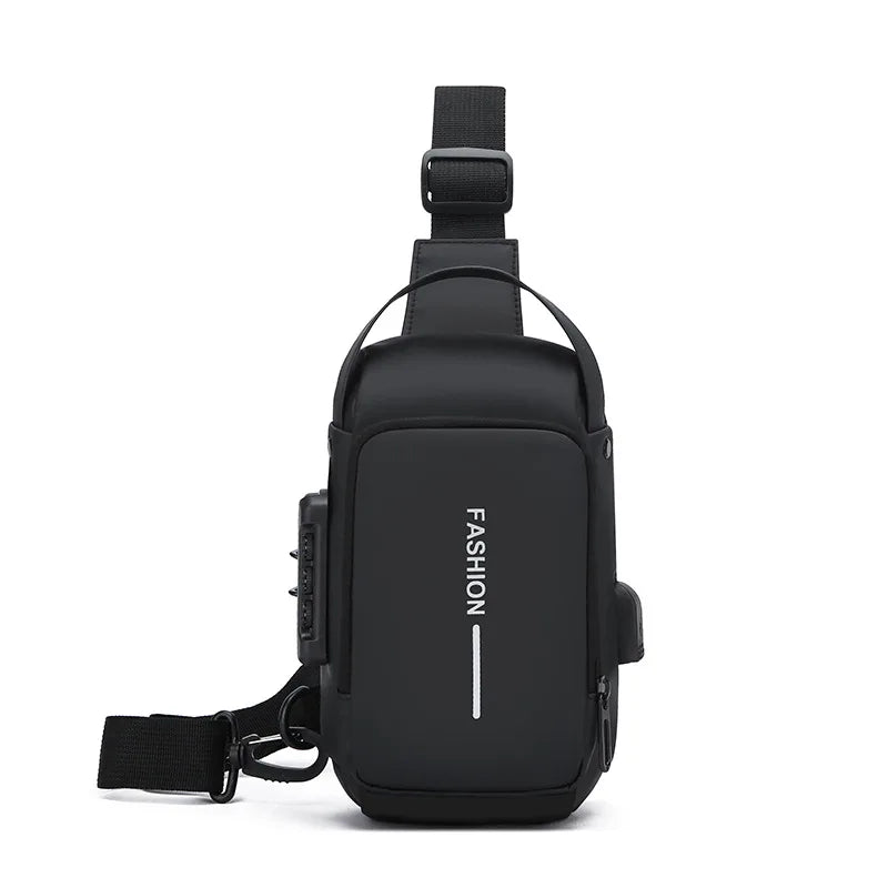 SecureTrip Bolsa Peitoral Masculina | Oxford Impermeável com USB - Hermes Imp.