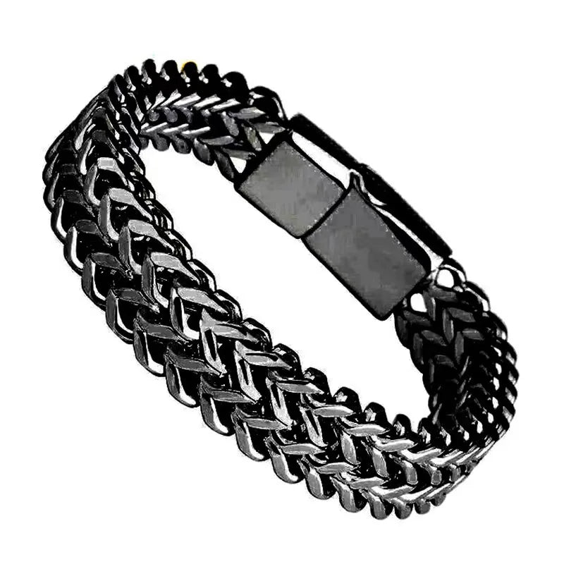 Pulseira Masculina Hermes Import 10mm em Aço Inoxidável com Fecho Oculto – Design Imponente e Minimalista