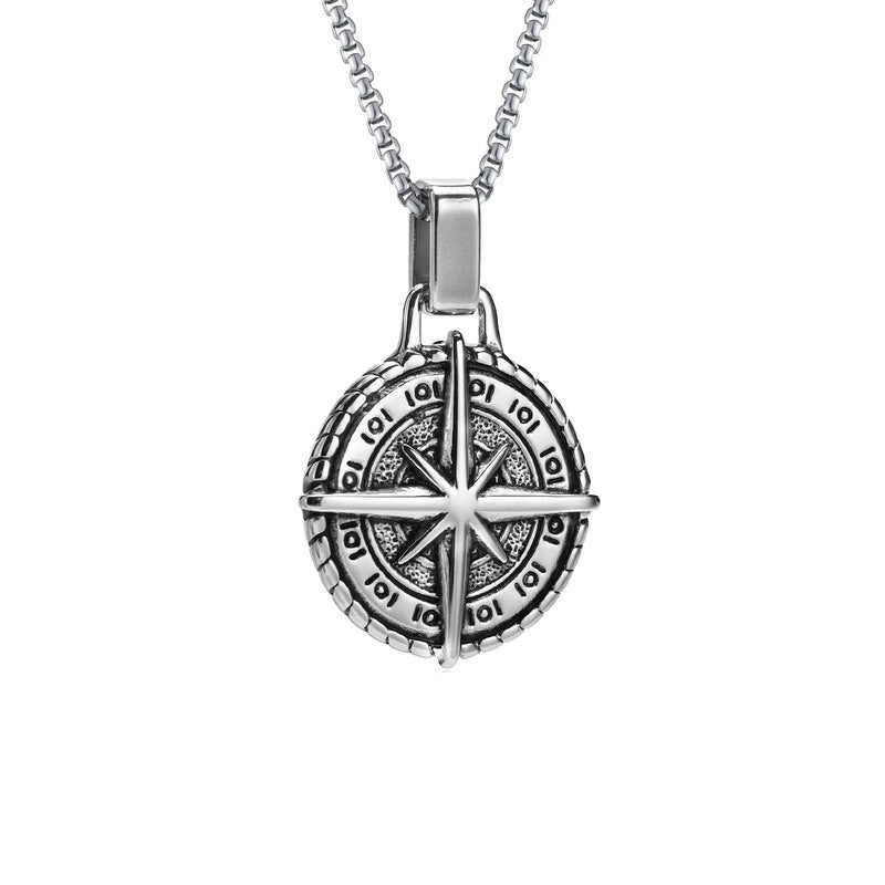 Colar Masculino Hermes Import com Pingente de Bússola em Aço Inoxidável – Estilo Rock VNOX