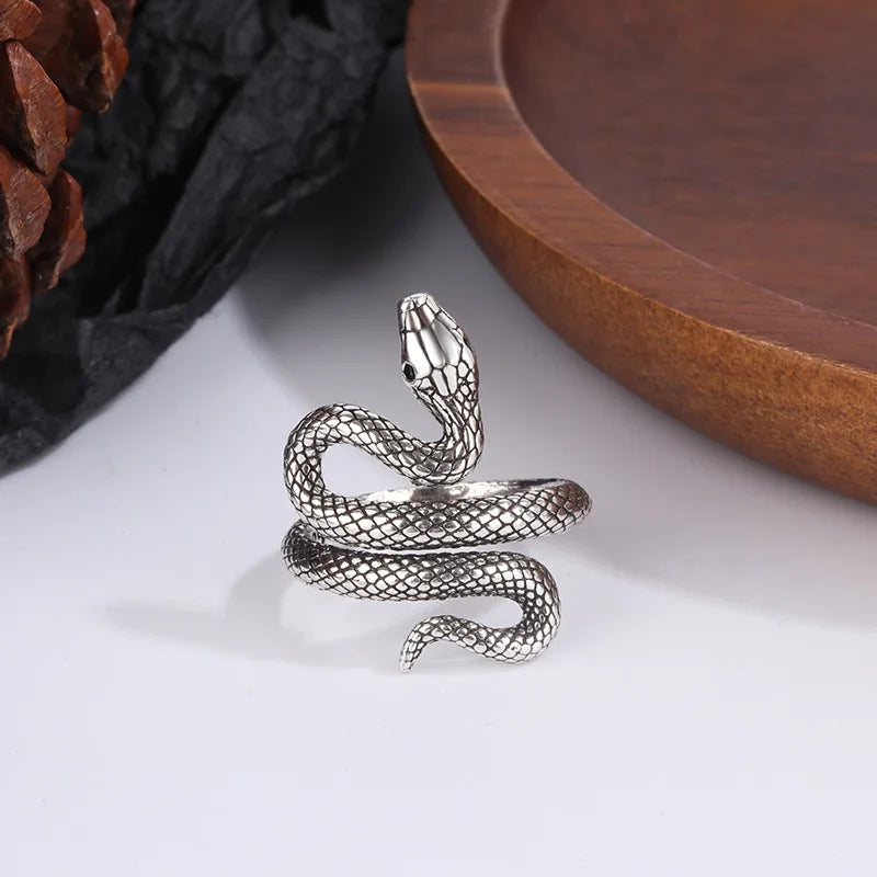 Anel Feminino Hermes Import Prata 925 Serpente Enlaçada – Luxo Ajustável e Atemporal