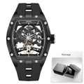 Torque Phantom Relógio Automático | Skeleton, Caixa Tonneau e Pulseira Silicone MEGIR