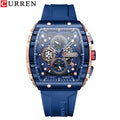 UrbanEdge Chrono Relógio Masculino | Caixa Retangular, Silicone e Cronógrafo CURREN