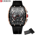 UrbanEdge Chrono Relógio Masculino | Caixa Retangular, Silicone e Cronógrafo CURREN