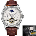 Regent Classic Relógio Automático | Couro, Tourbillon Decorativo e Moon Phase LIGE
