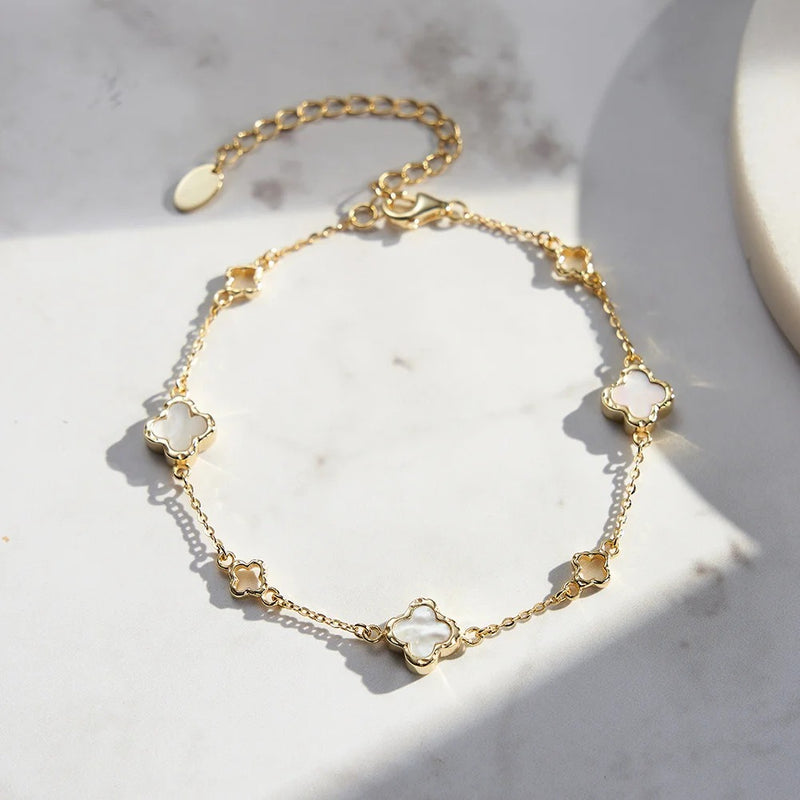 Bracelete Clover de Madrepérola em Prata 925 - ORSA JEWELS