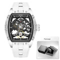 Torque Phantom Relógio Automático | Skeleton, Caixa Tonneau e Pulseira Silicone MEGIR