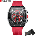 UrbanEdge Chrono Relógio Masculino | Caixa Retangular, Silicone e Cronógrafo CURREN
